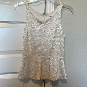 Off-white lace style peplum top from Express size XS